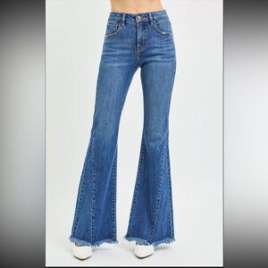 RISEN Mid Rise Flare Side Seam Detailing Jeans